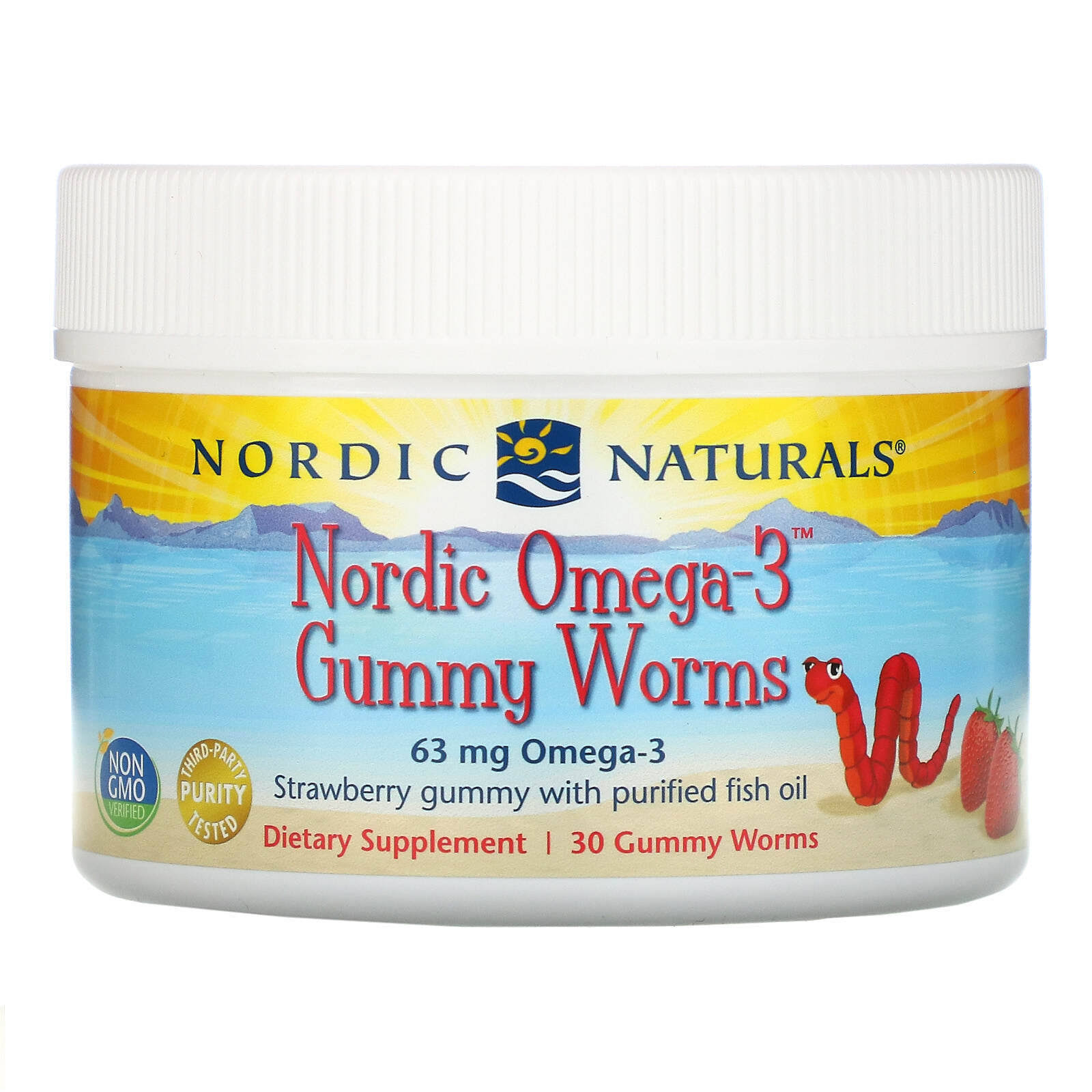Nordic Naturals Omega-3 Gummy Worms Dietary Supplement - Strawberry, 30ct