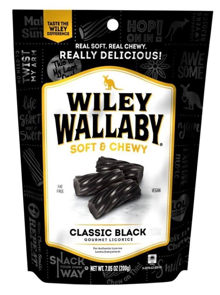 Wiley Wallaby Soft & Chewy Licorice - 7.05oz Classic Black