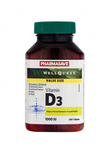PHARMASAVE WELLQUEST VITAMIN D3 1000IU TABLETS 240S