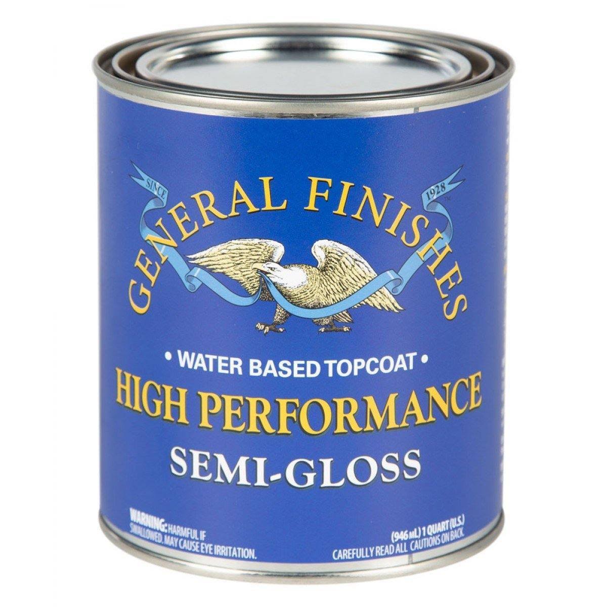 General Finishes QTHSG High Performance Water Based Topcoat - 1 qt, Semi-Gloss