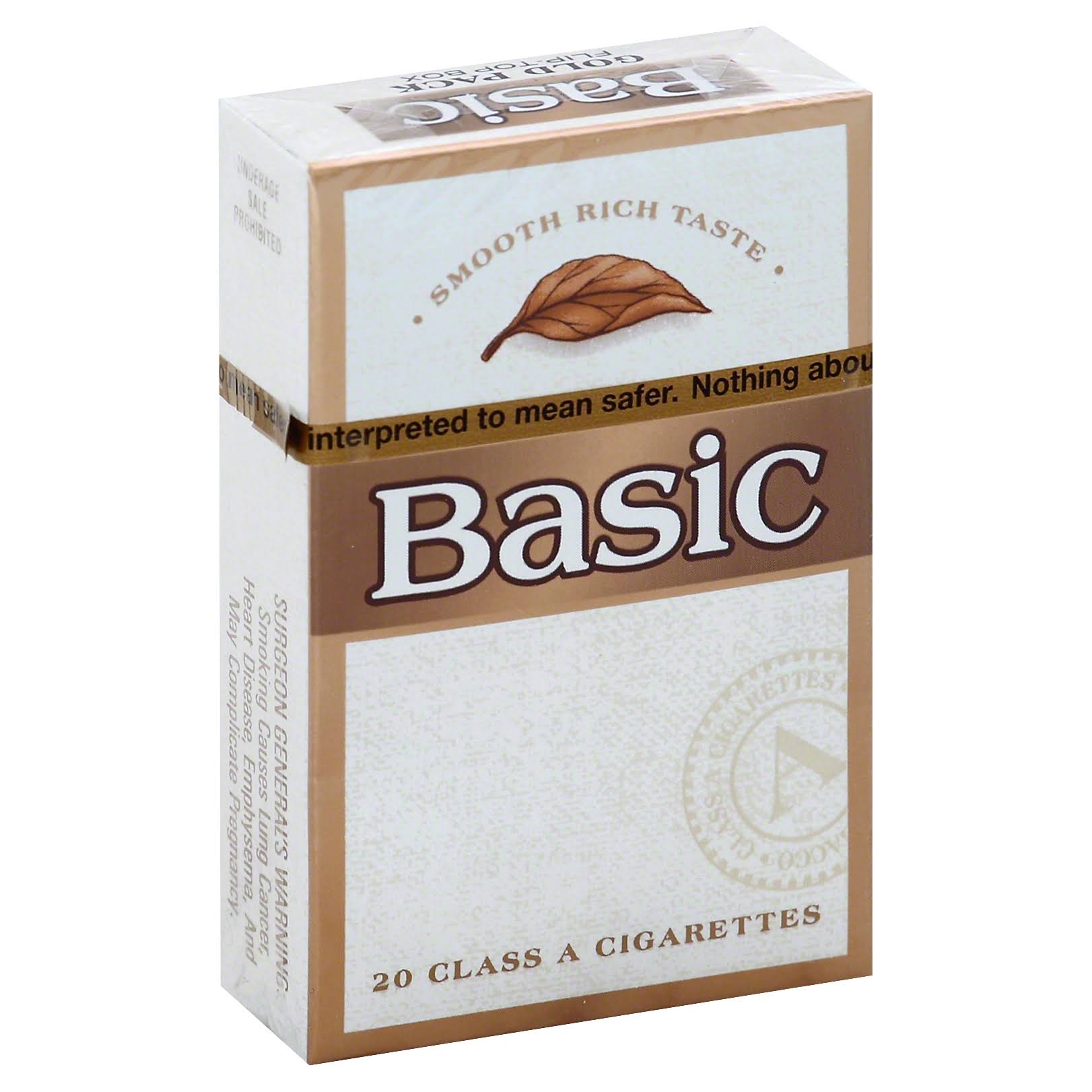 Basic Cigarettes, Gold Pack, Flip-Top Box - 20 cigarettes