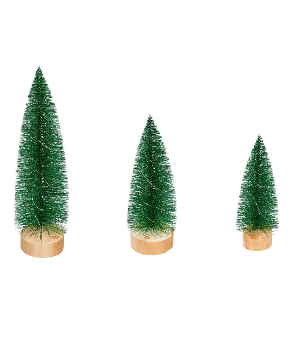 Evergreen Enterprises, Inc LED Colour Changing Bottlebrush Trees, Green, Set Of 3