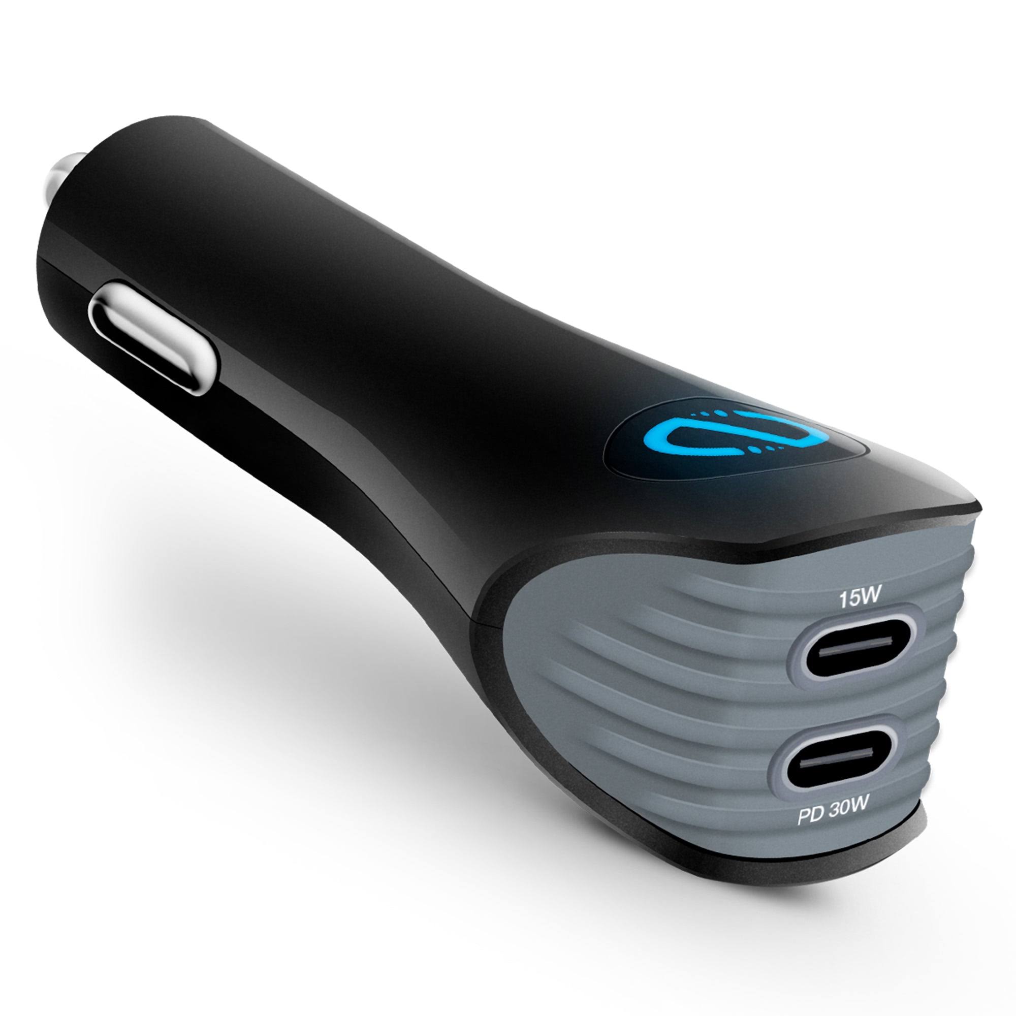 Naztech 30W Dual Port USB Type-C PD Car Charger, USB C 2.0 Only, Standard, Power Delivery PD, Color Black