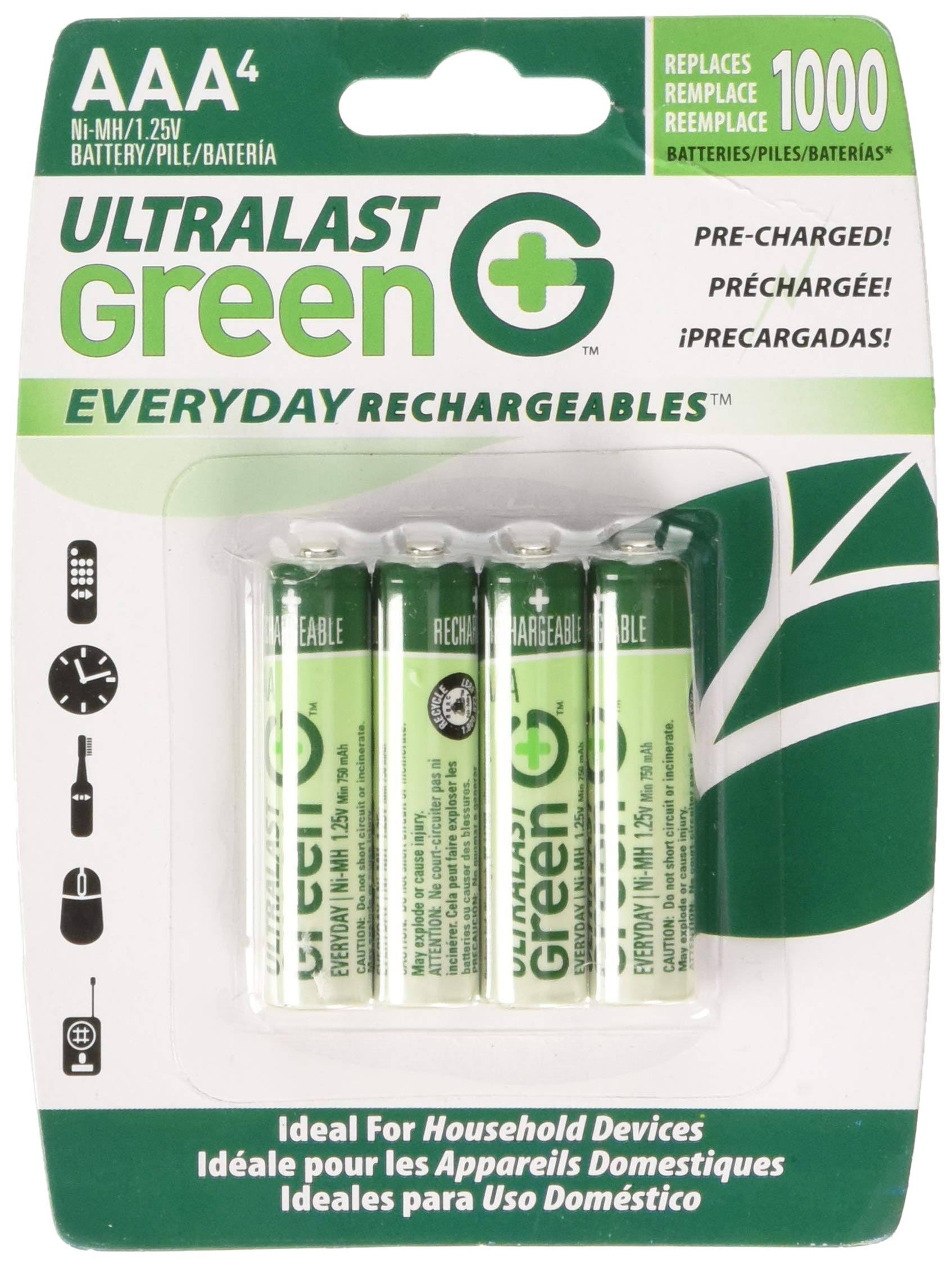 Ultralast Green Everyday AAA Rechargeables Battery - 1.2V, 4pk
