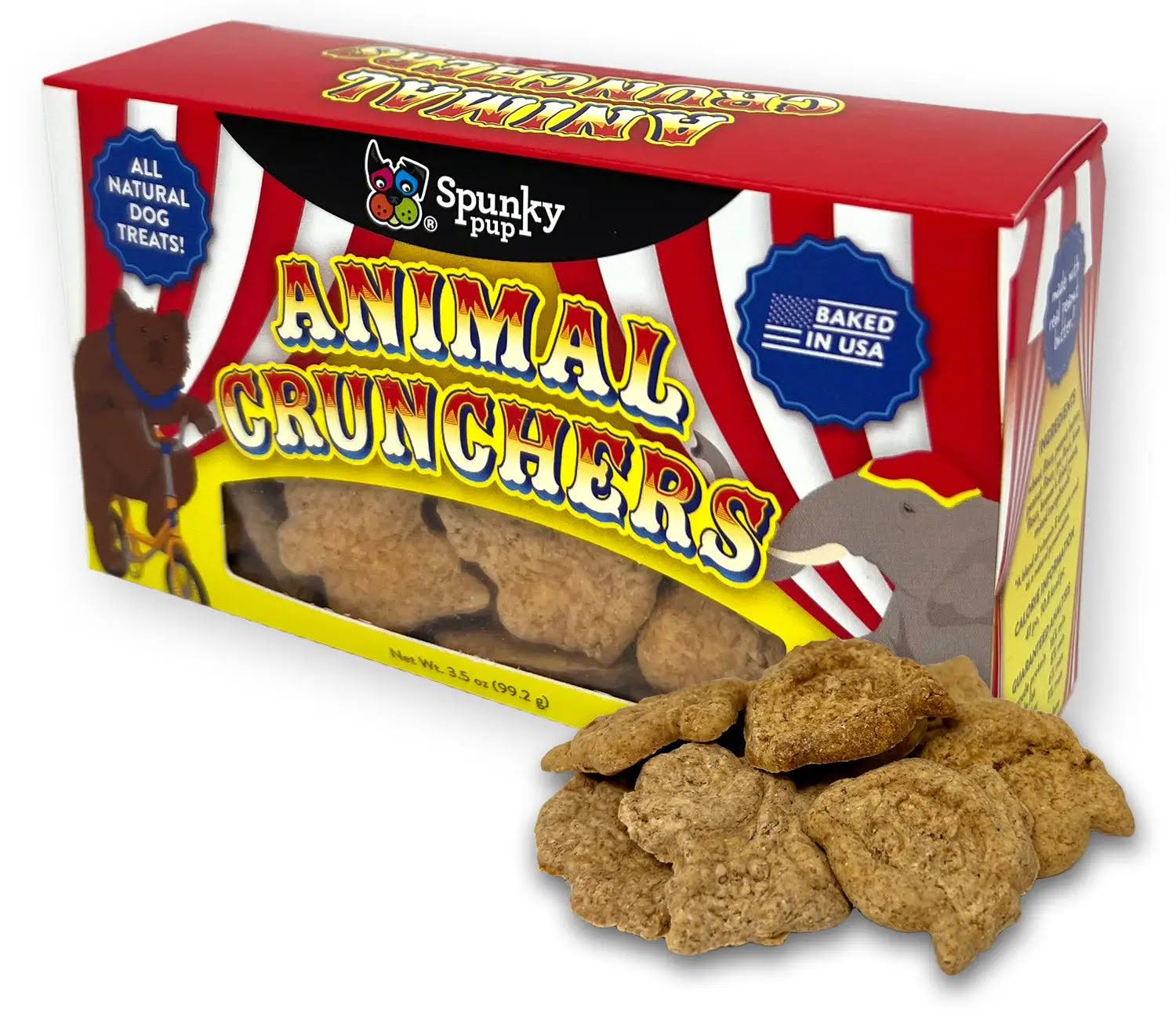 Spunky Pup Animal Crunchers All Natural Dog Biscuit Treat Peanut Butter Flavor - 3.5 oz