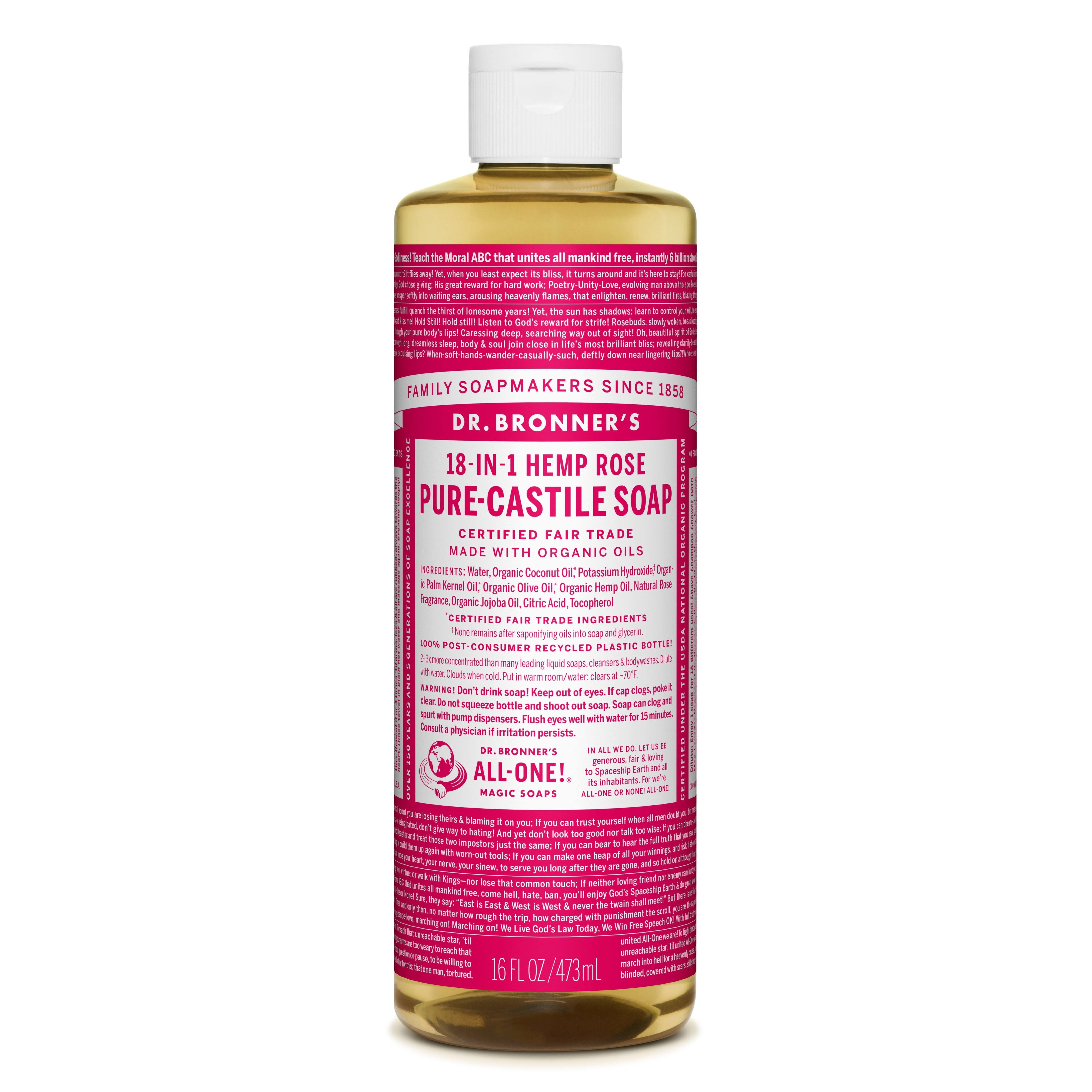 Dr. Bronner's Organic Pure Castile Liquid Soap - Rose, 16 fl oz