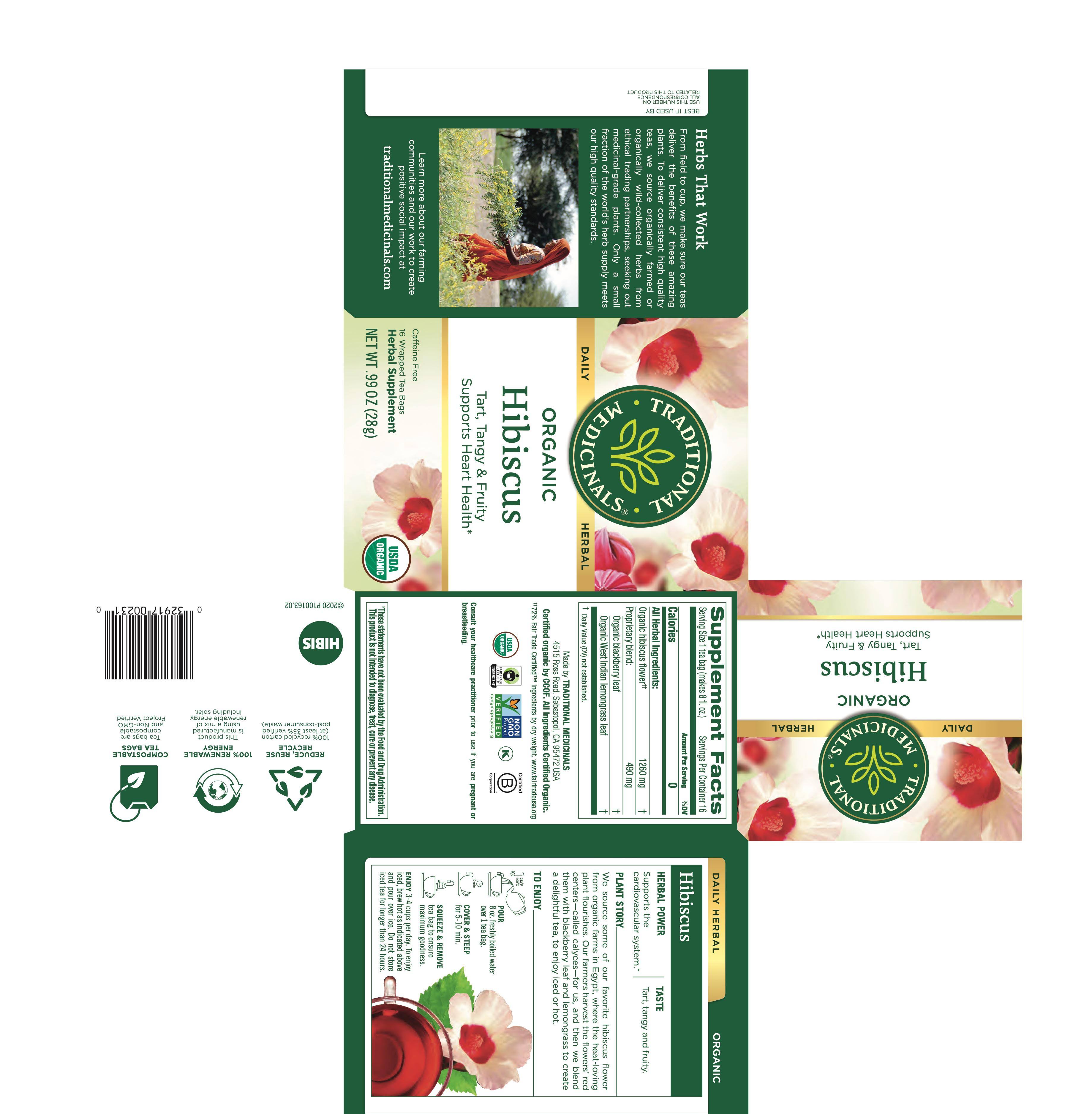 Traditional Medicinals Herbal Teas - Hibiscus, 16 Wrapped Tea Bags