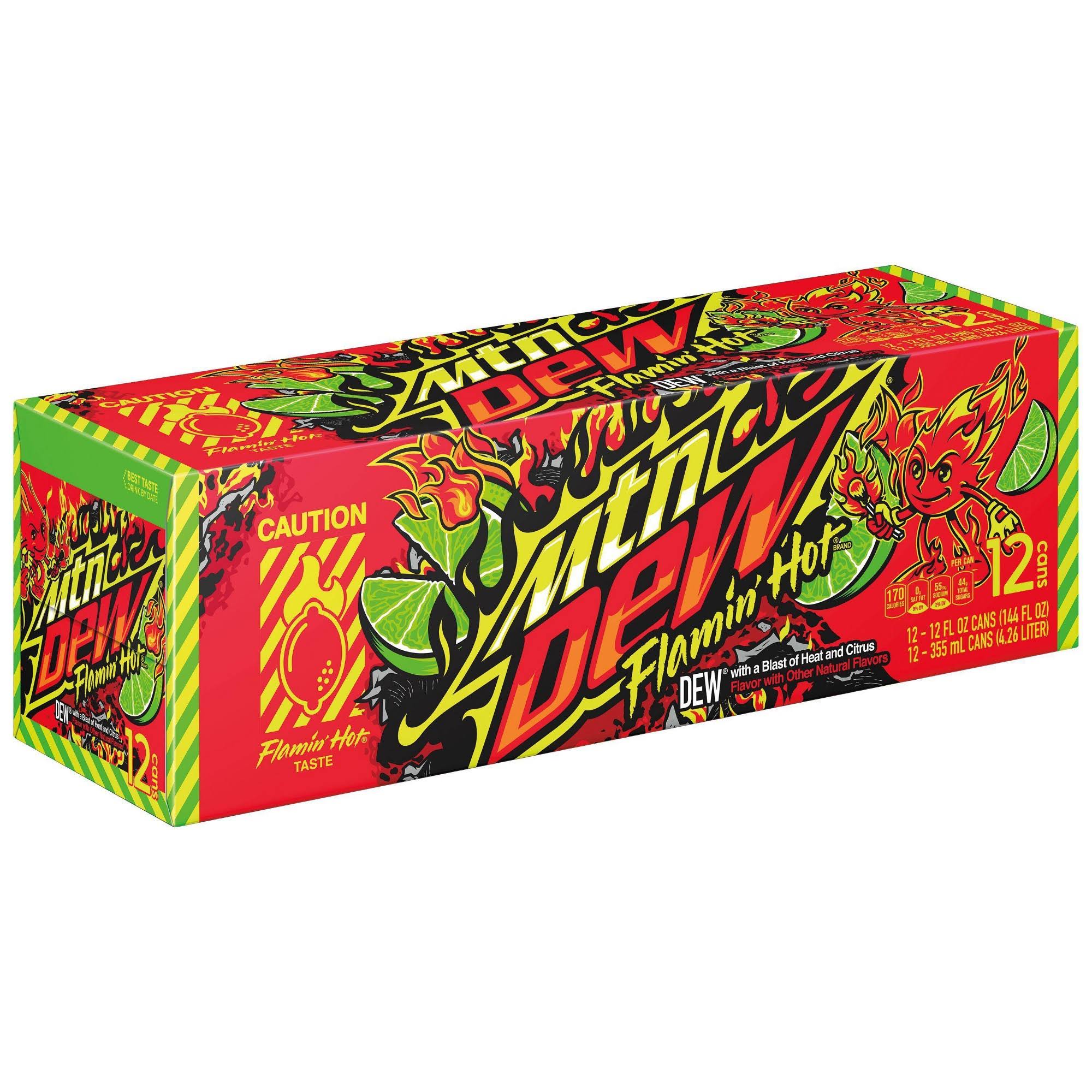Mountain Dew Flamin' Hot Dew with A Blast of Heat and Citrus - 355ml - 12 Pack