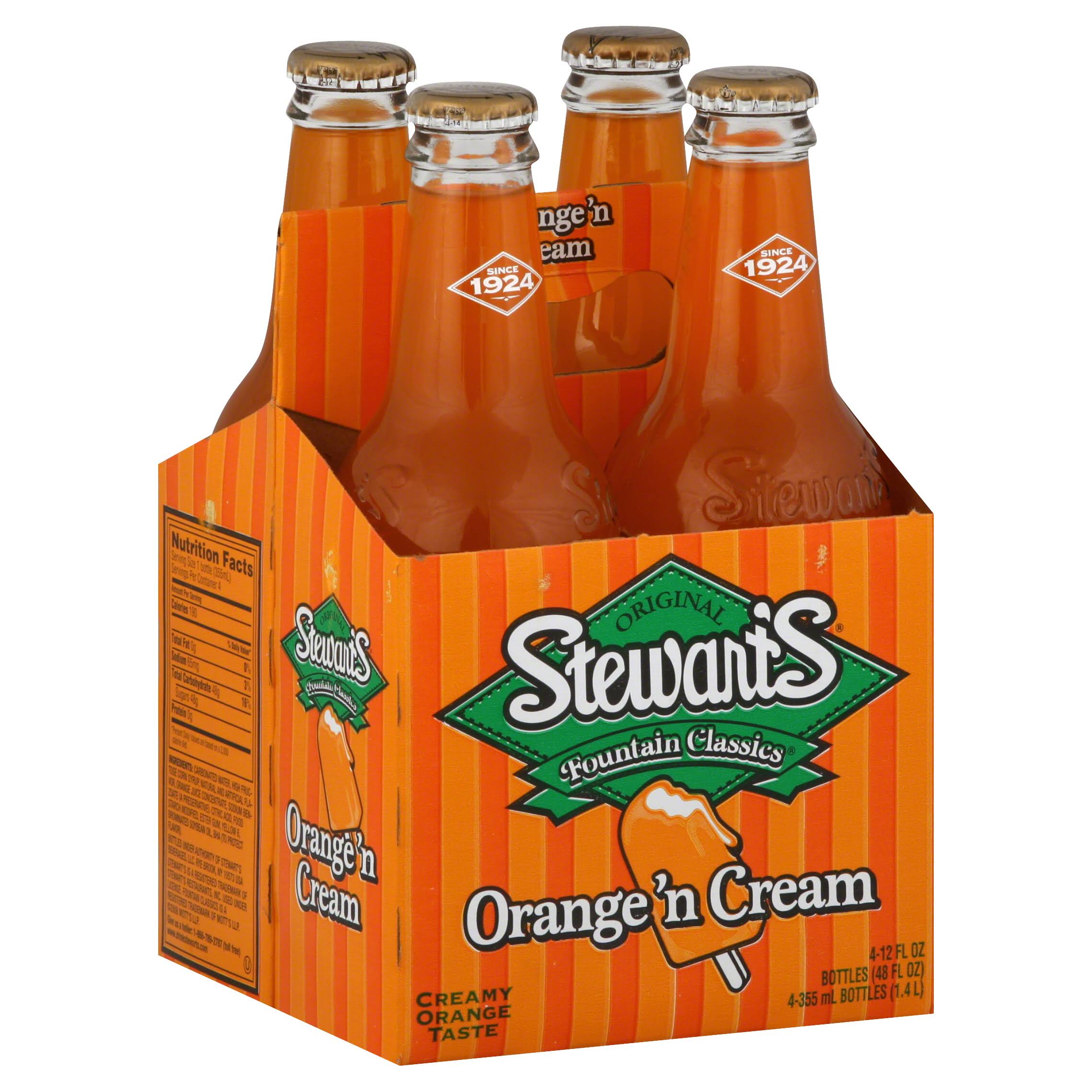 Stewart's Fountain Classics Orange 'N Cream Soda - 12oz, 4 Bottles