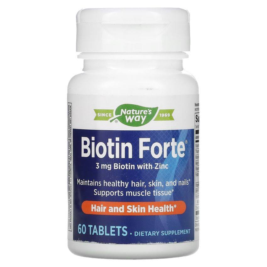 Enzymatic Therapy Biotin Forte with Zinc Supplement - 60 Tablets
