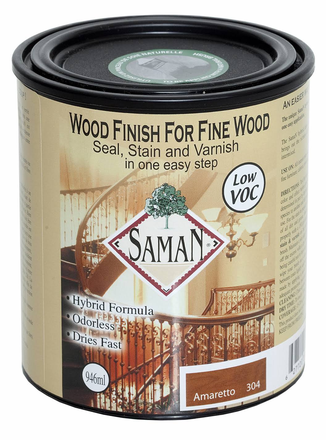 Saman Products SAM-304-1L Amaretto Wood Finish Seal, Stain & Varnish