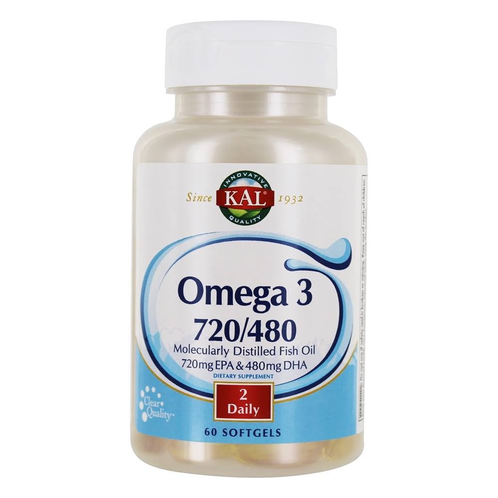 Kal Omega 3 720/480 Molecularly Distilled Fish Oil Dietary Supplement - 60ct