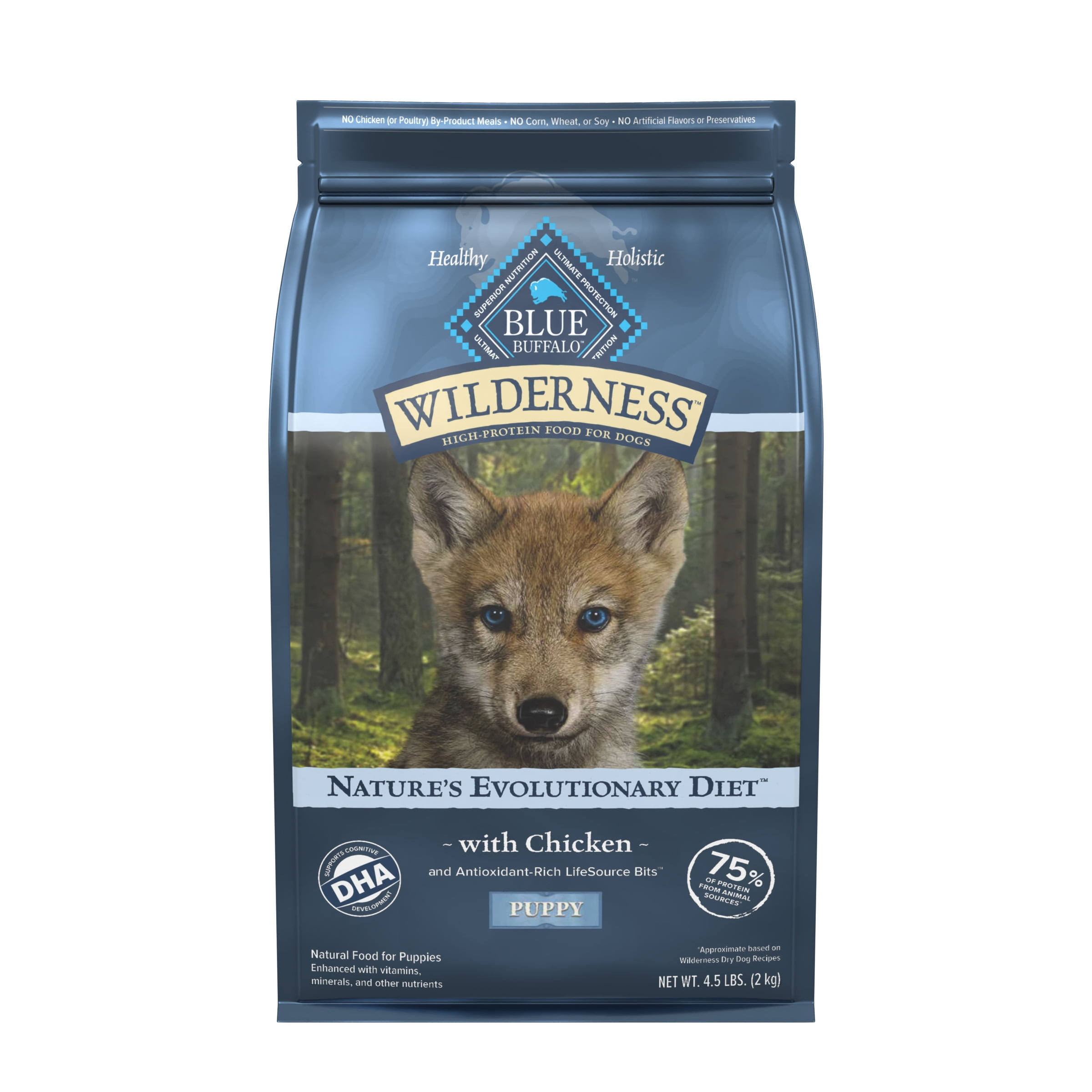 Blue Buffalo Wilderness High Protein Natural Puppy Dry Dog Food - Chicken 4.5 lbs