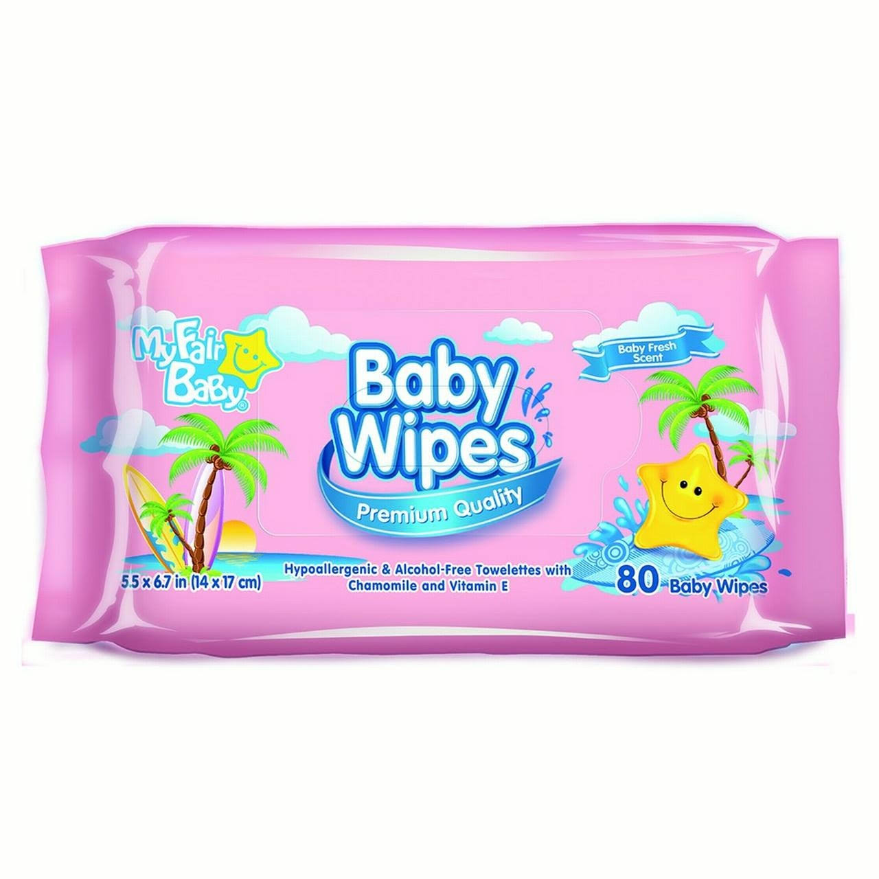 My Fair Baby Premium Baby Wipes, Pink, 80 CT | Nappies