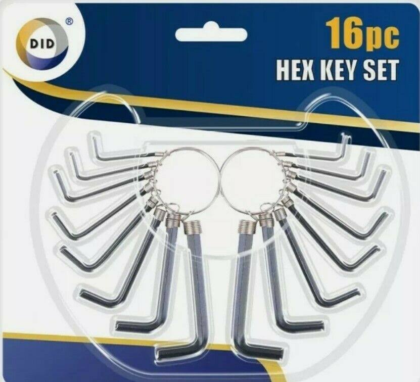 16 Pcs Hex Keys L Type Allen Keys with Key Ring Holder Hexagon Allen Wrench Set