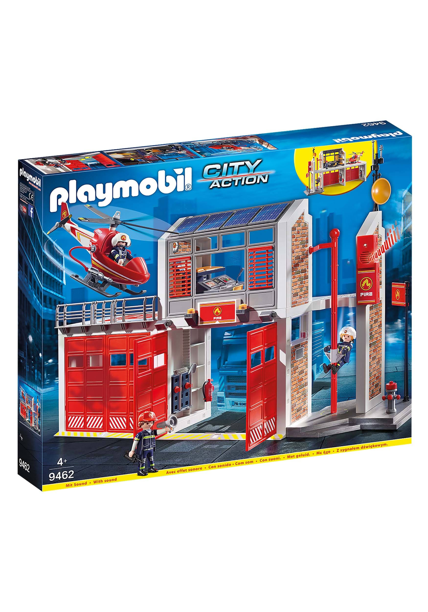Playmobil City Action Fire Station with Helicopter and Figures Playset