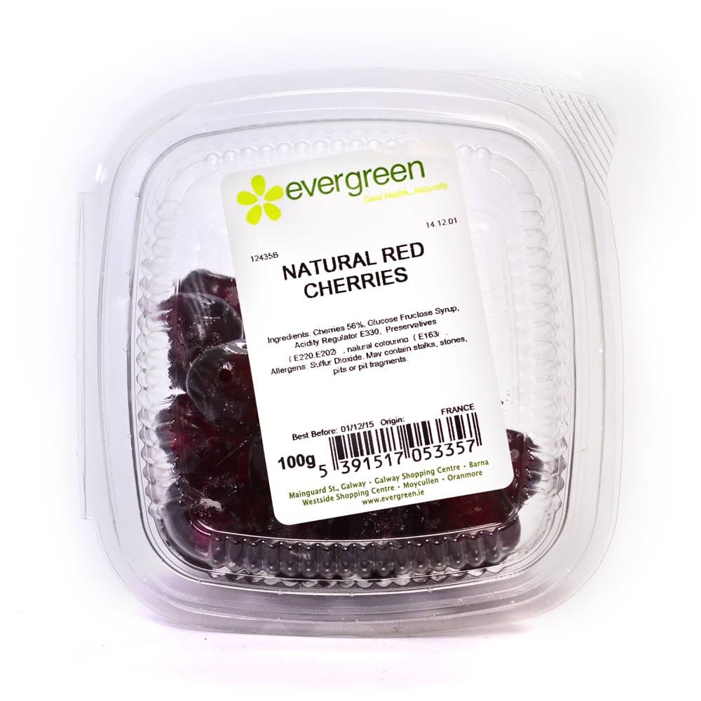 Evergreen Natural Red Cherries - 100g