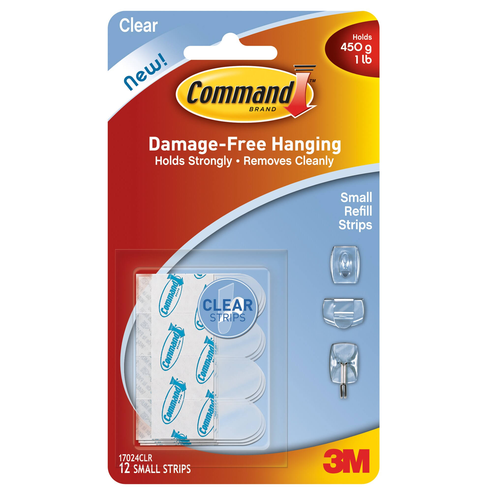 Command Clear Small Refill Strips - 12 Strips
