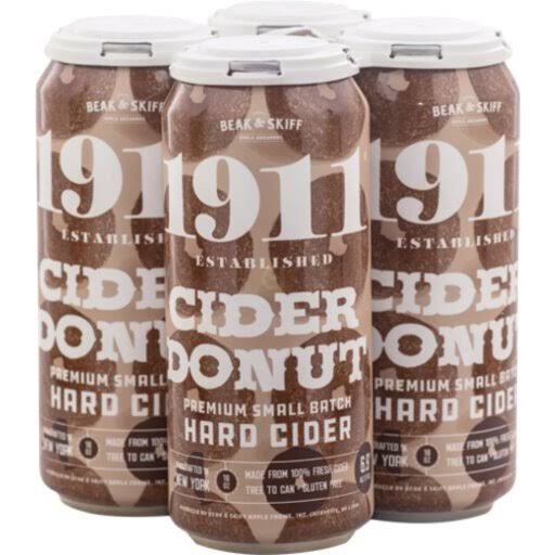 1911 Established Hard Cider, Premium Small Batch, Cider Donut - 4 pack, 16 oz cans