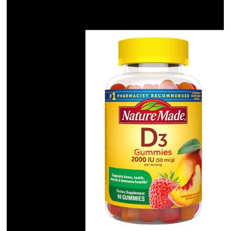 Nature Made Vitamin D3 Adult Supplement - Strawberry, Peach & Mango, 90 Gummies