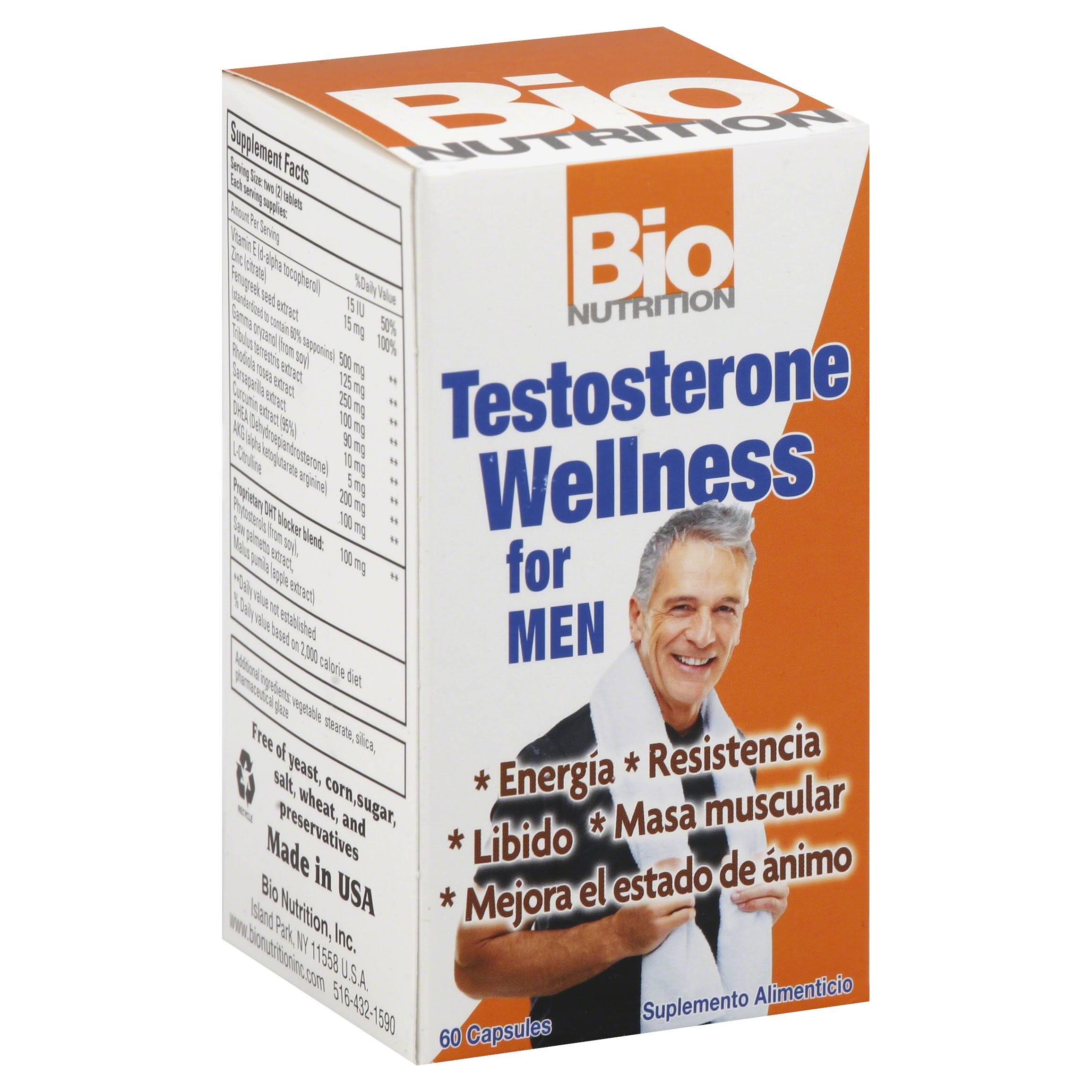 Bio Nutrition Testosterone Wellness for Men - 60 Tablets
