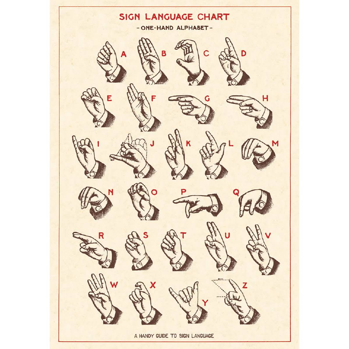 Cavallini Sign Language Chart Wrapping Paper - 20" x 28"