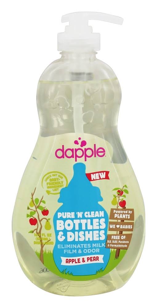 Dapple Pure 'N' Clean Baby Bottle and Dish Liquid - Apple-Pear, Clear, 16.9oz