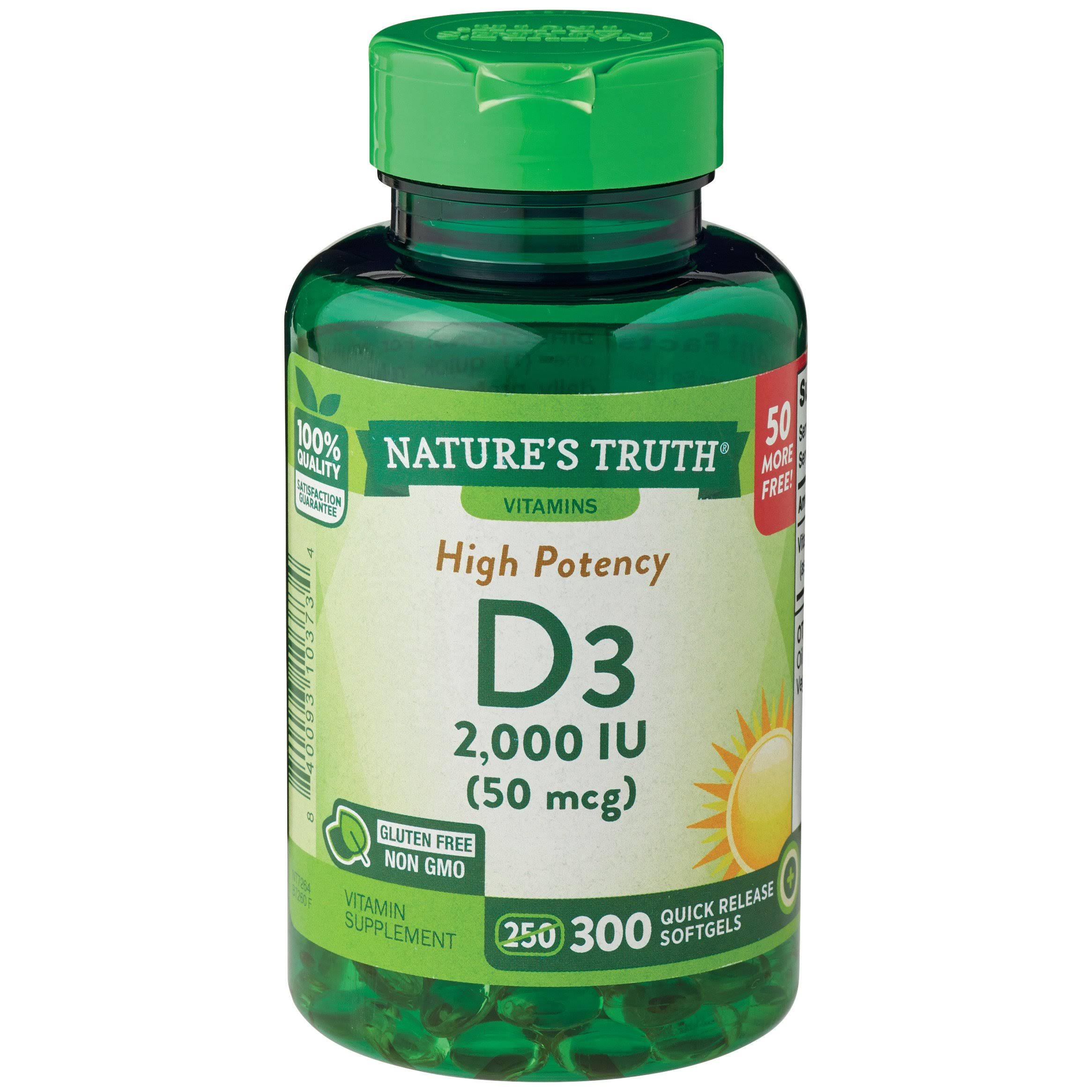 Nature's Truth High Potency Vitamin D3 2000 IU Supplement - 300ct
