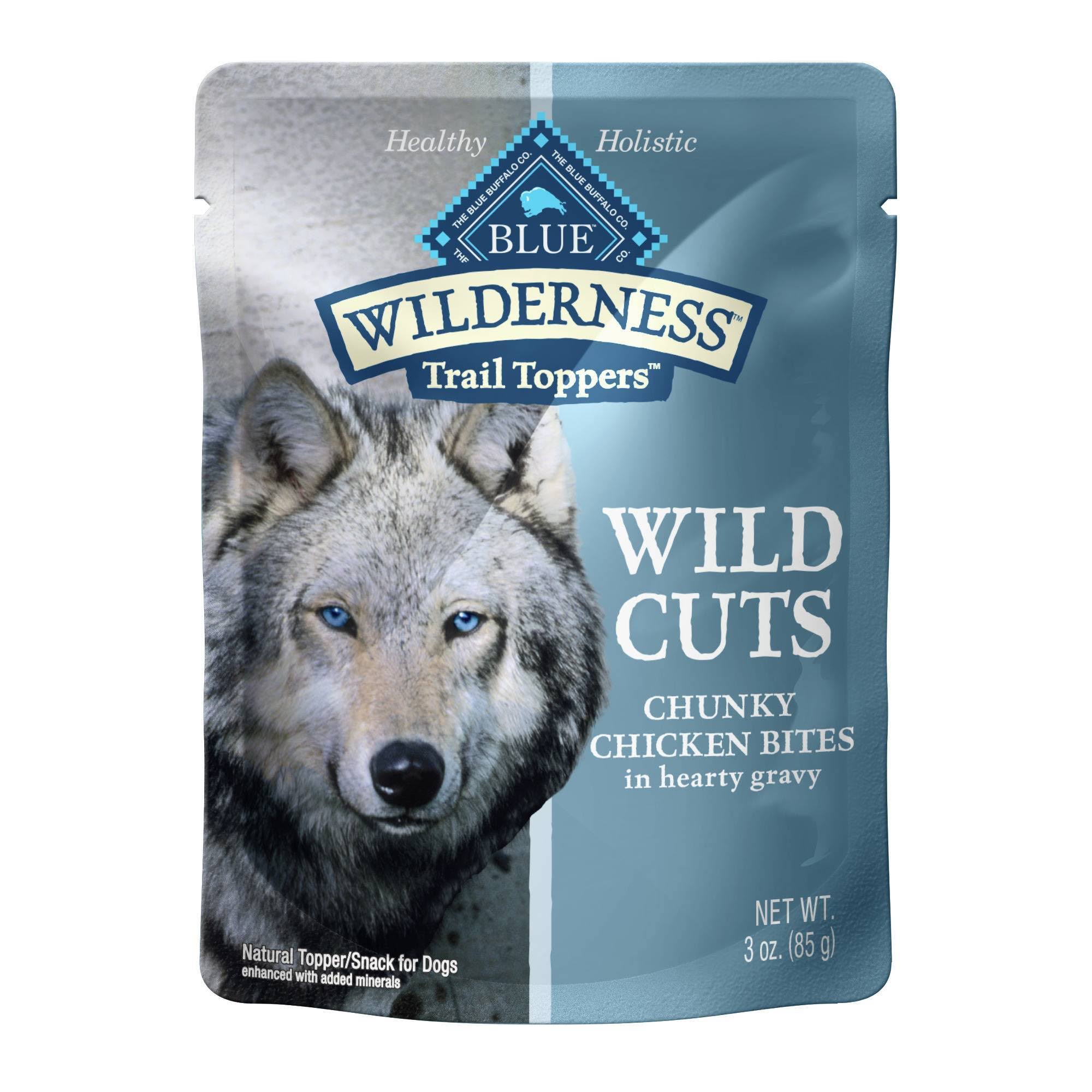 Blue Buffalo Wilderness Wild Cuts Trail Toppers Chunky Dog Treats - Chunky Chicken Bites In Hearty Gravy, 3oz