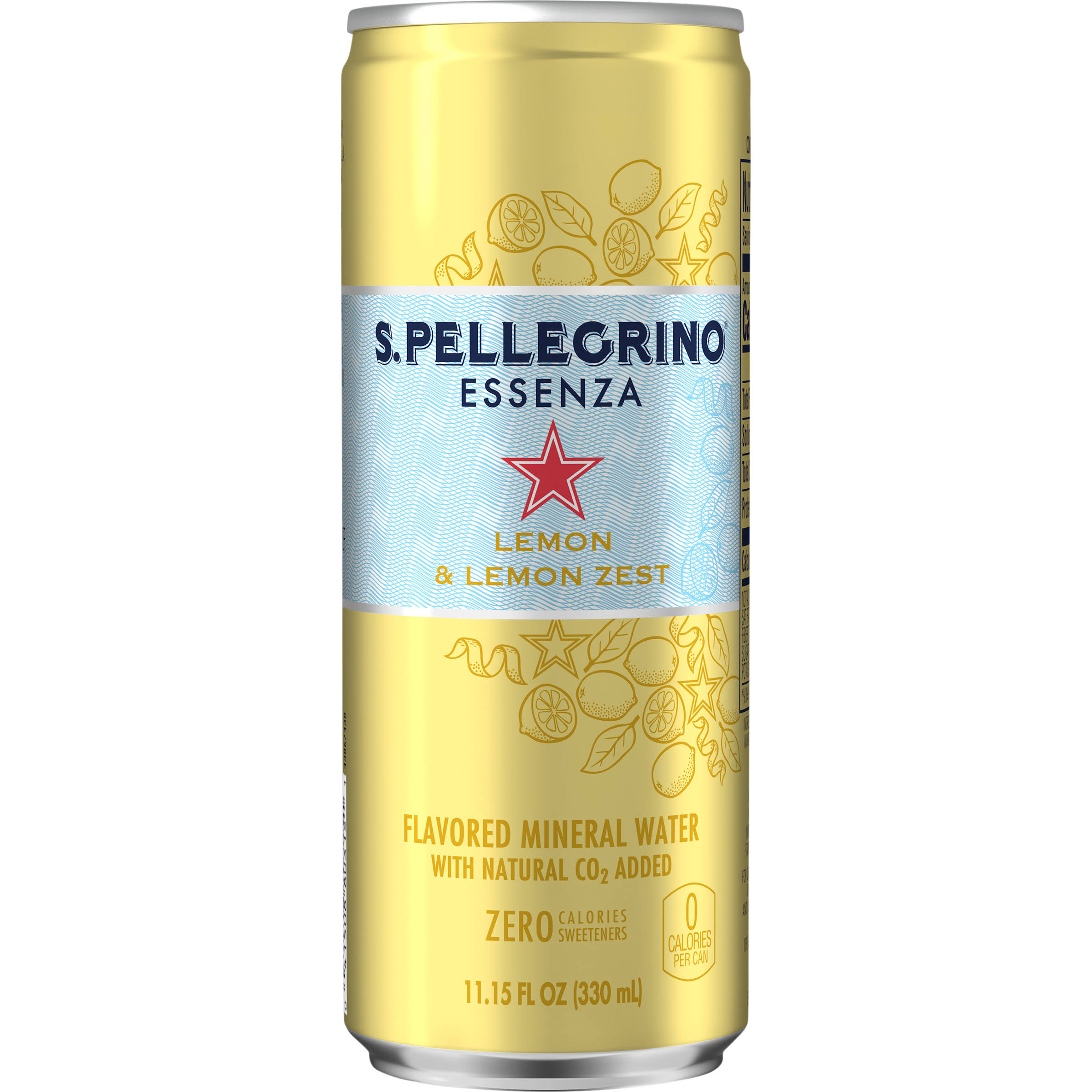 San Pellegrino Essenza Flavored Mineral Water, with Natural CO2 Added, Lemon & Lemon Zest - 11.15 fl oz