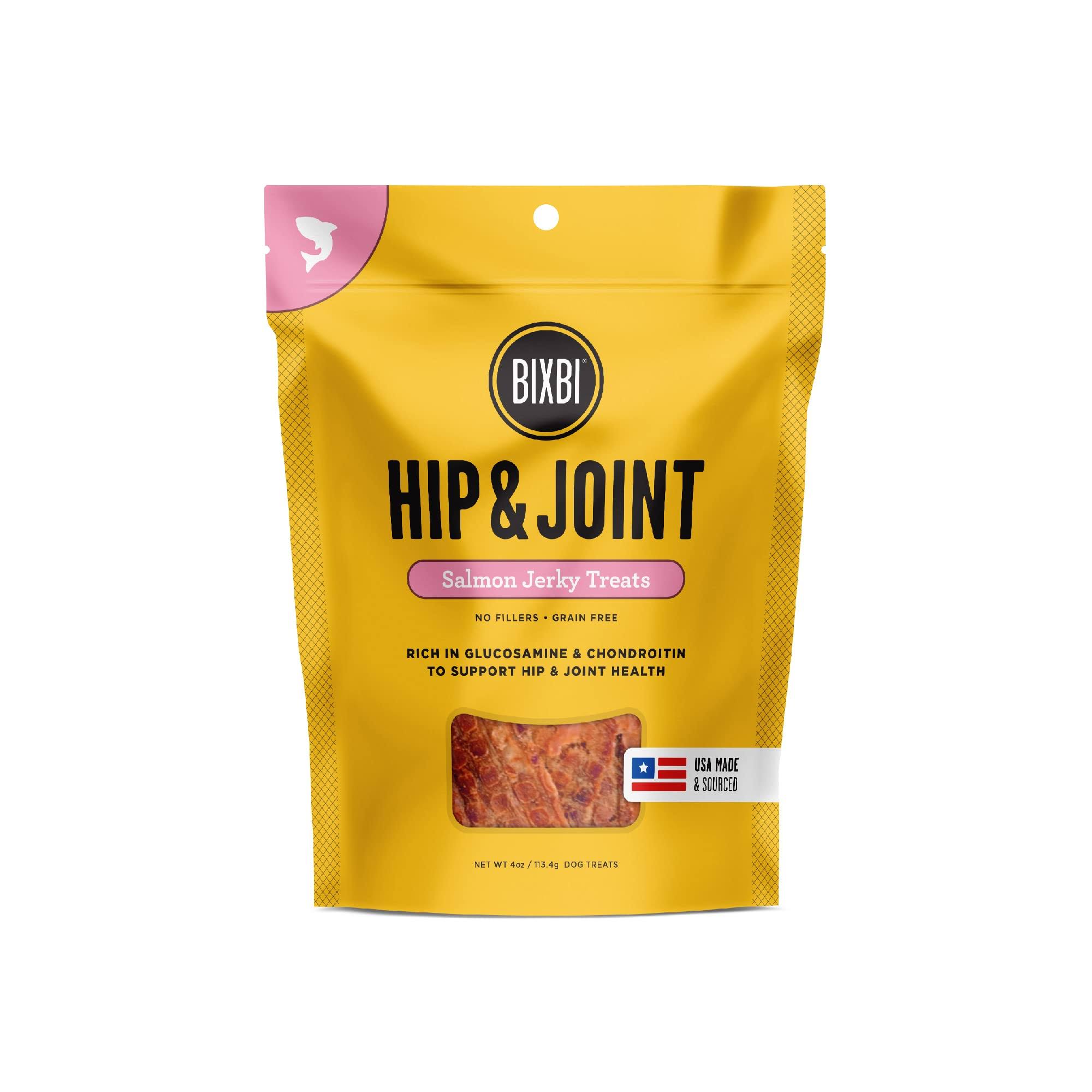 BIXBI Hip & Joint Support Salmon Jerky Dog Treats, 4 oz - USA Made