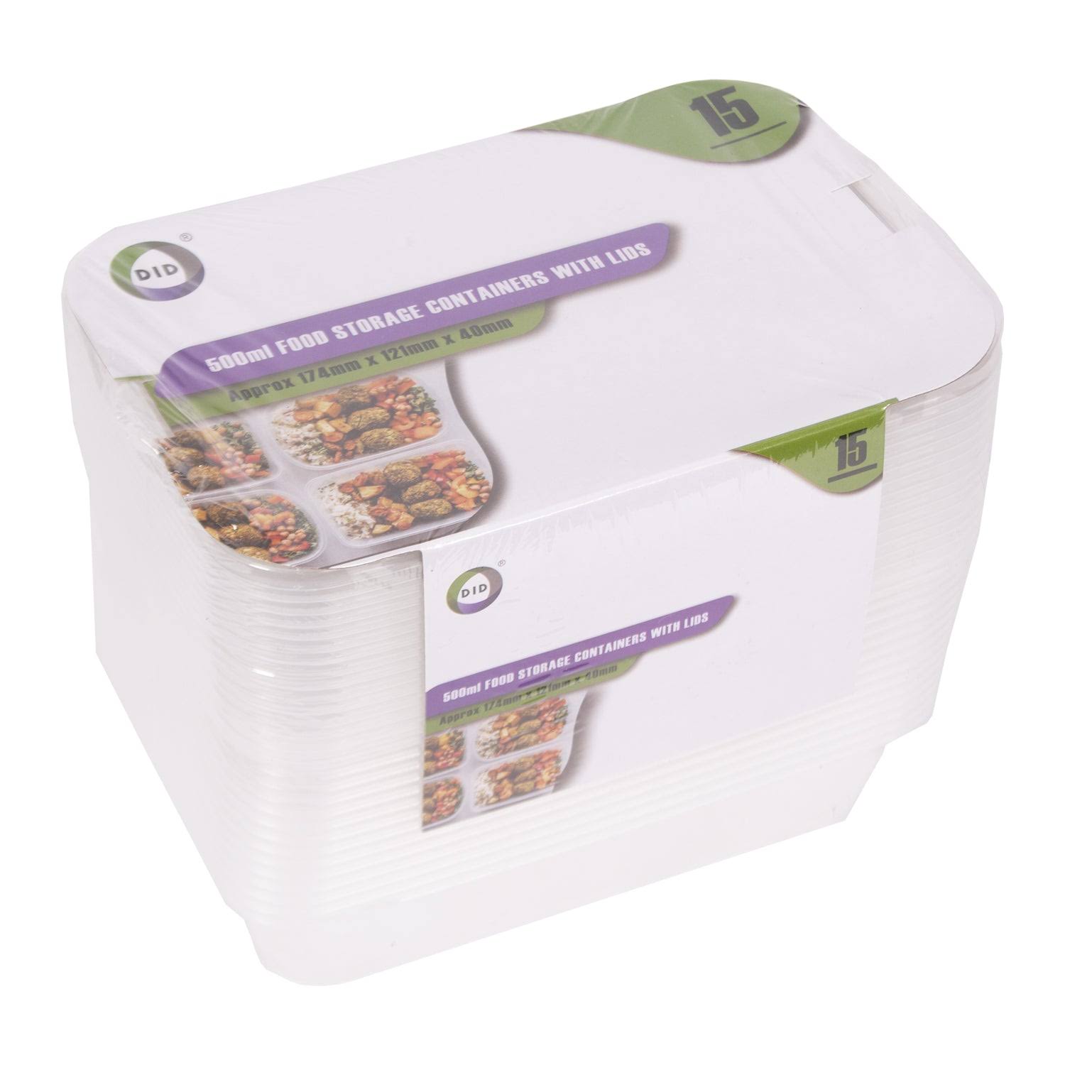 Food Containers with Lids - 15 Pack 500ml