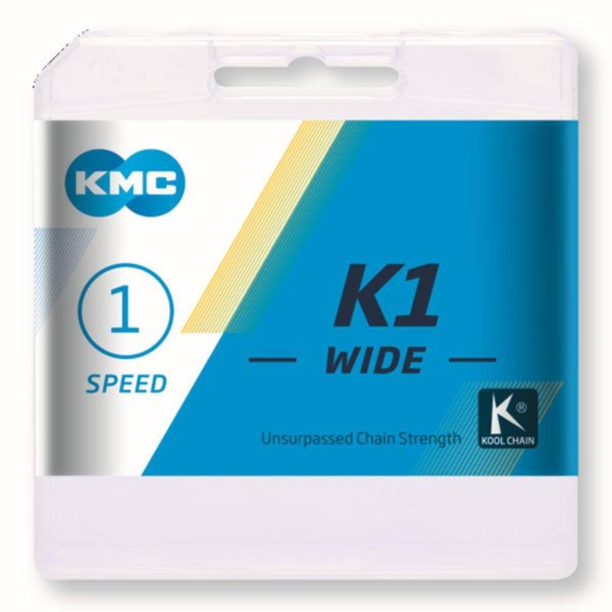 KMC K1 Kool Wide Chain - Single Speed, 1/2" x 1/8", 112 Links, Silver/Black