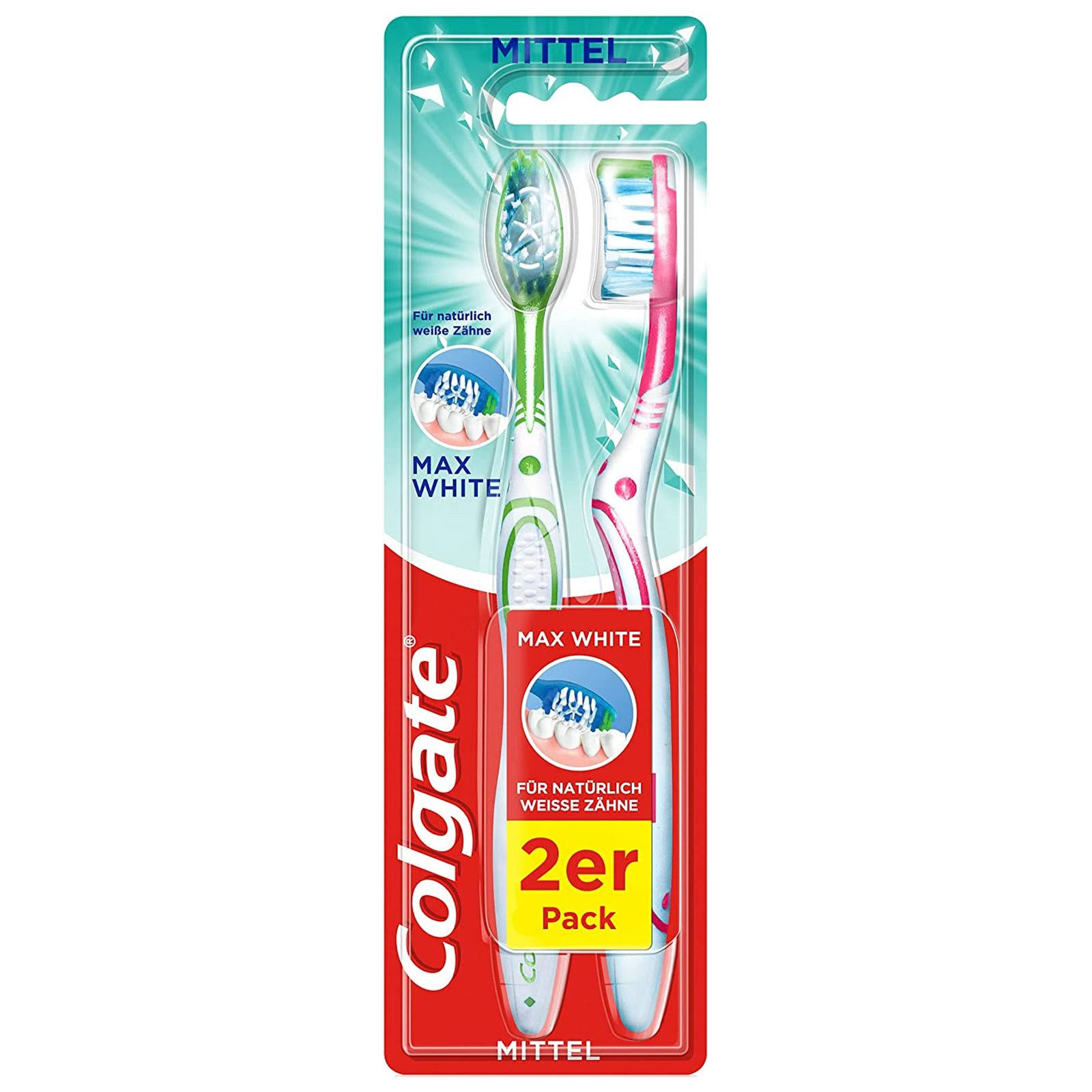 Colgate Max White Medium Toothbrush 2 Pack