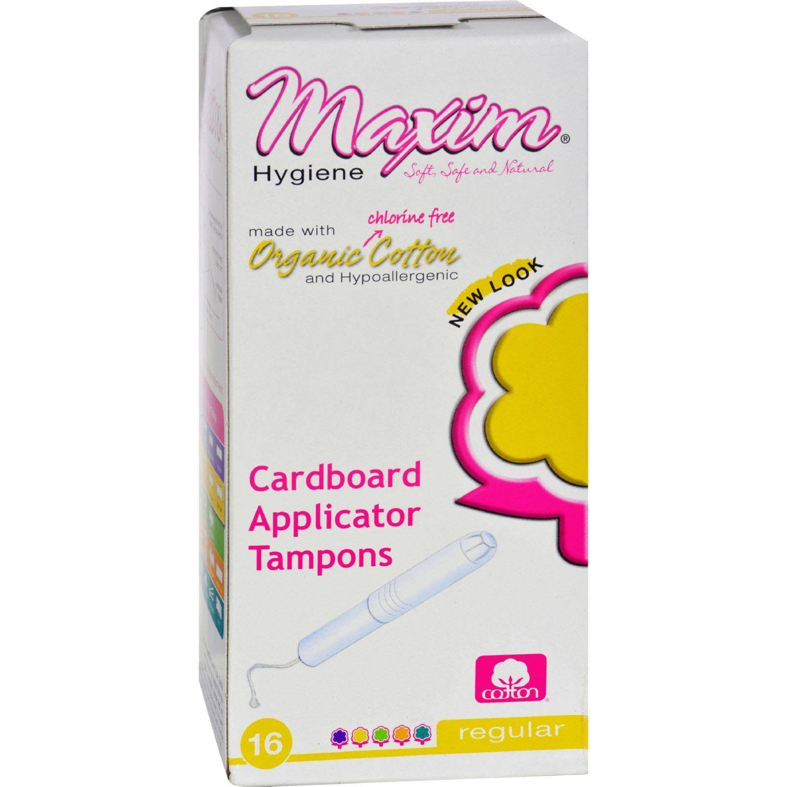 Maxim Hygiene Organic Cotton Cardboard Applicator Tampons - 16 Pack