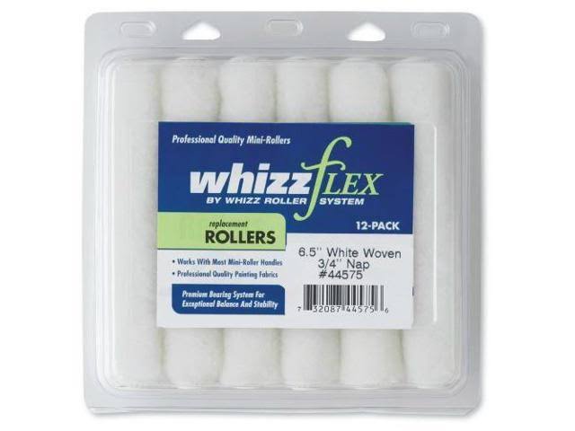 WhizzFlex Woven Mini Paint Roller Cover Refill - 6.5", White, 12 Pack