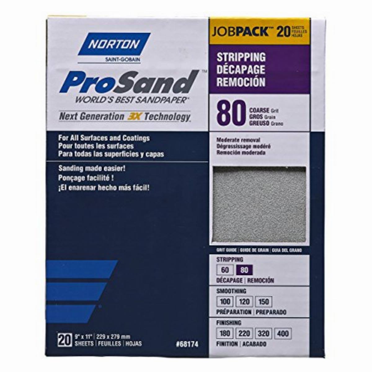 Norton ProSand Sandpaper - 20 Sheets, 80 Grit