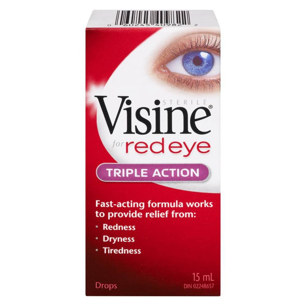 Visine Triple Action Eye Drops - Fast Relief for Dry, Red, and Irritated Eyes