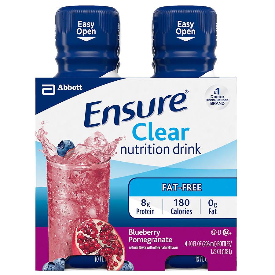 Abbott Ensure Clear Blueberry Pomegranate Nutrition Drink - 10oz, 4 Count