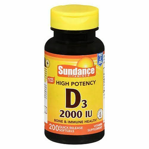 Sundance Vitamins High Potency D3 2000 IU Vitamin Supplement Quick Release Softgels - 200 ct
