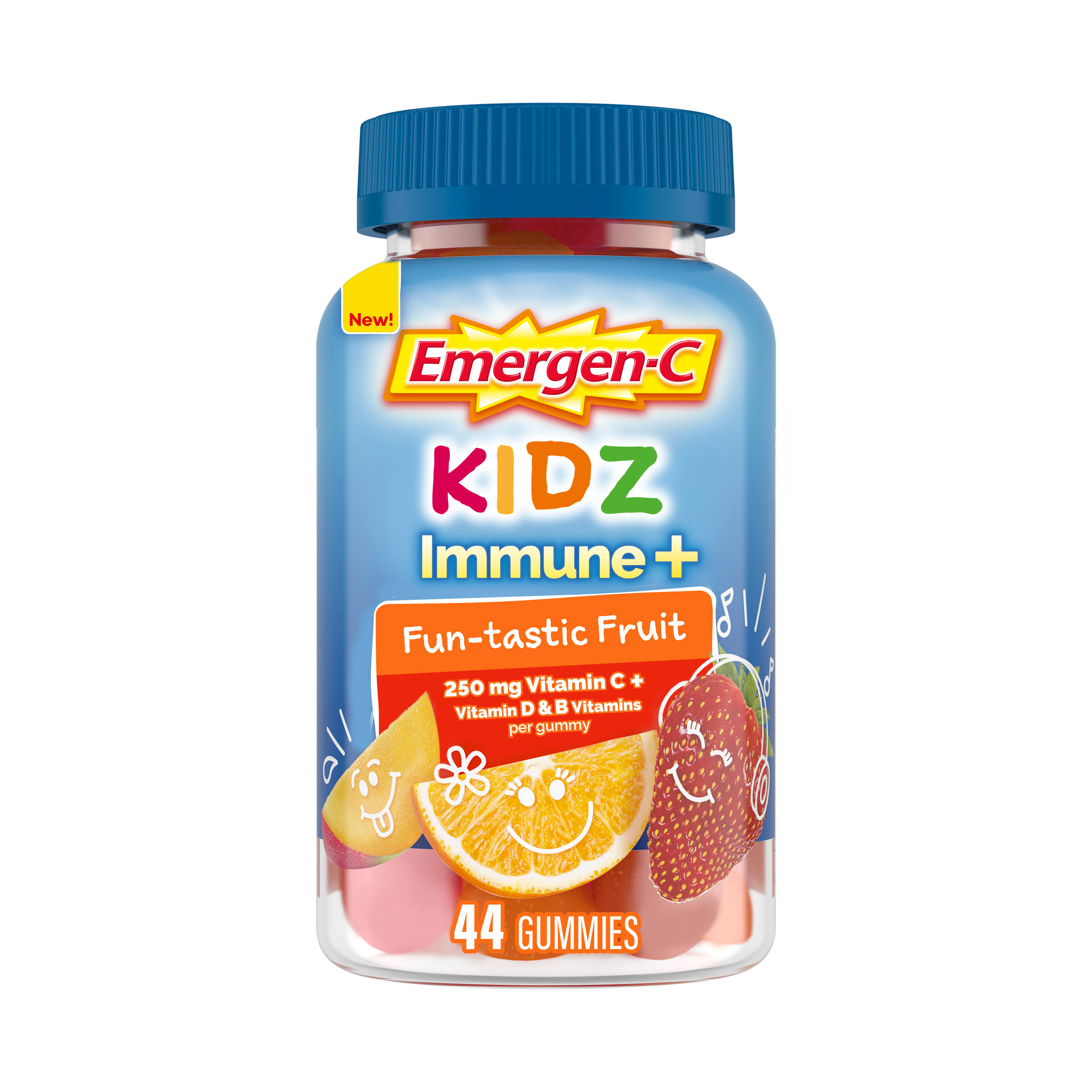 Emergen-c kidz immune+ dietary supplement, gummies, fun-tastic fruit, 44 ea