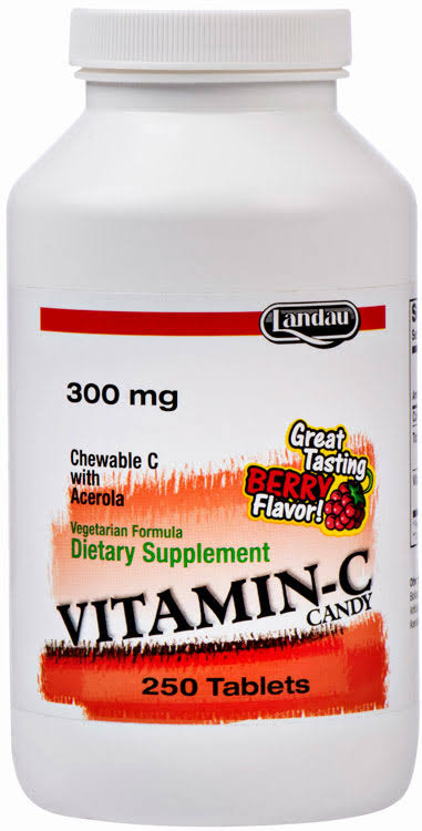 Landau Kosher Vitamin C Candy 300 mg Chewable Berry Flavor - 250 Tablets