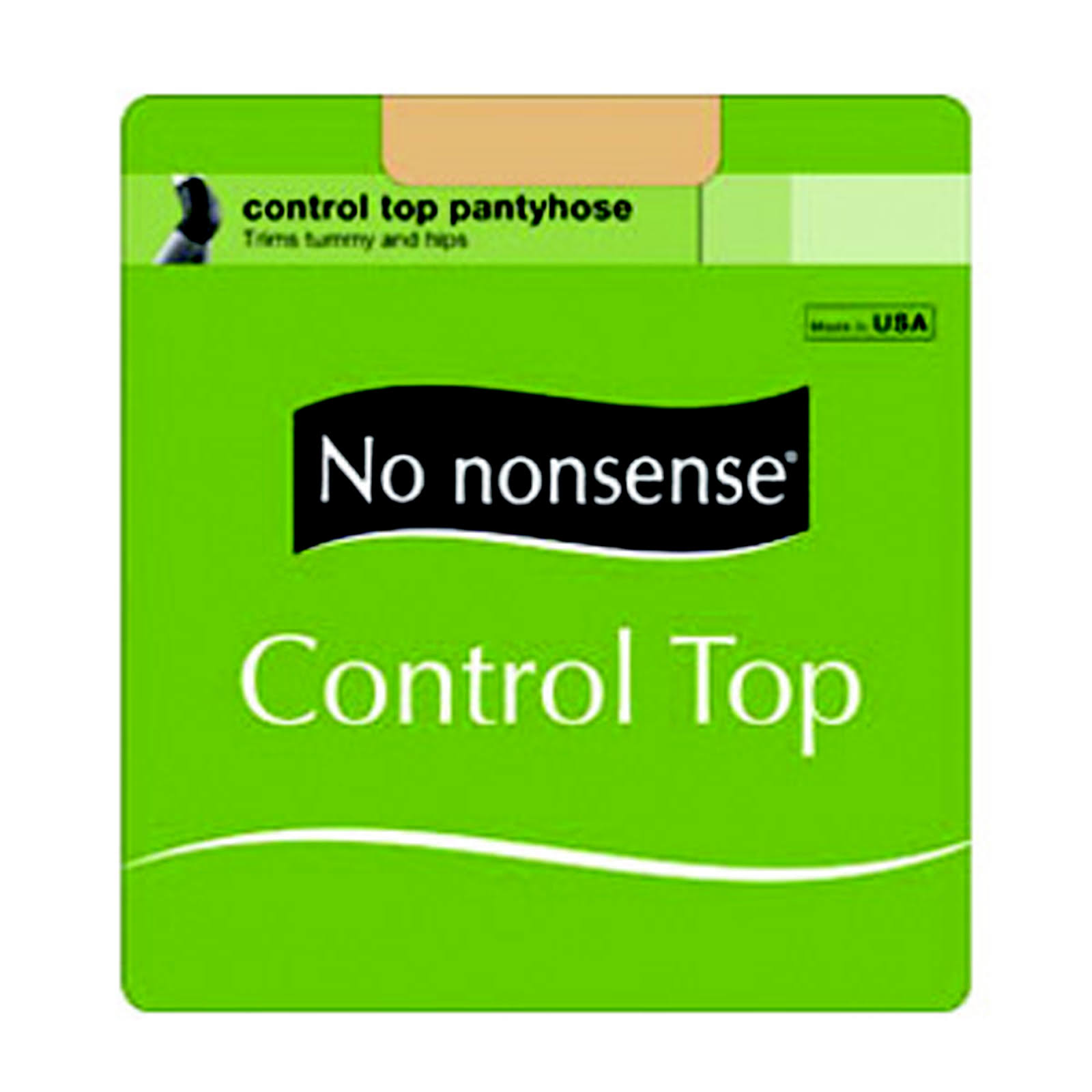 No Nonsense Nylon Control Top Pantyhose - Black, Size B, 2pk