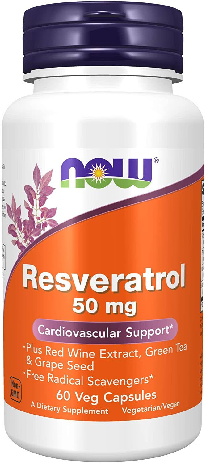 Now Natural Resveratrol Cardiovascular Support - 60 Capsules