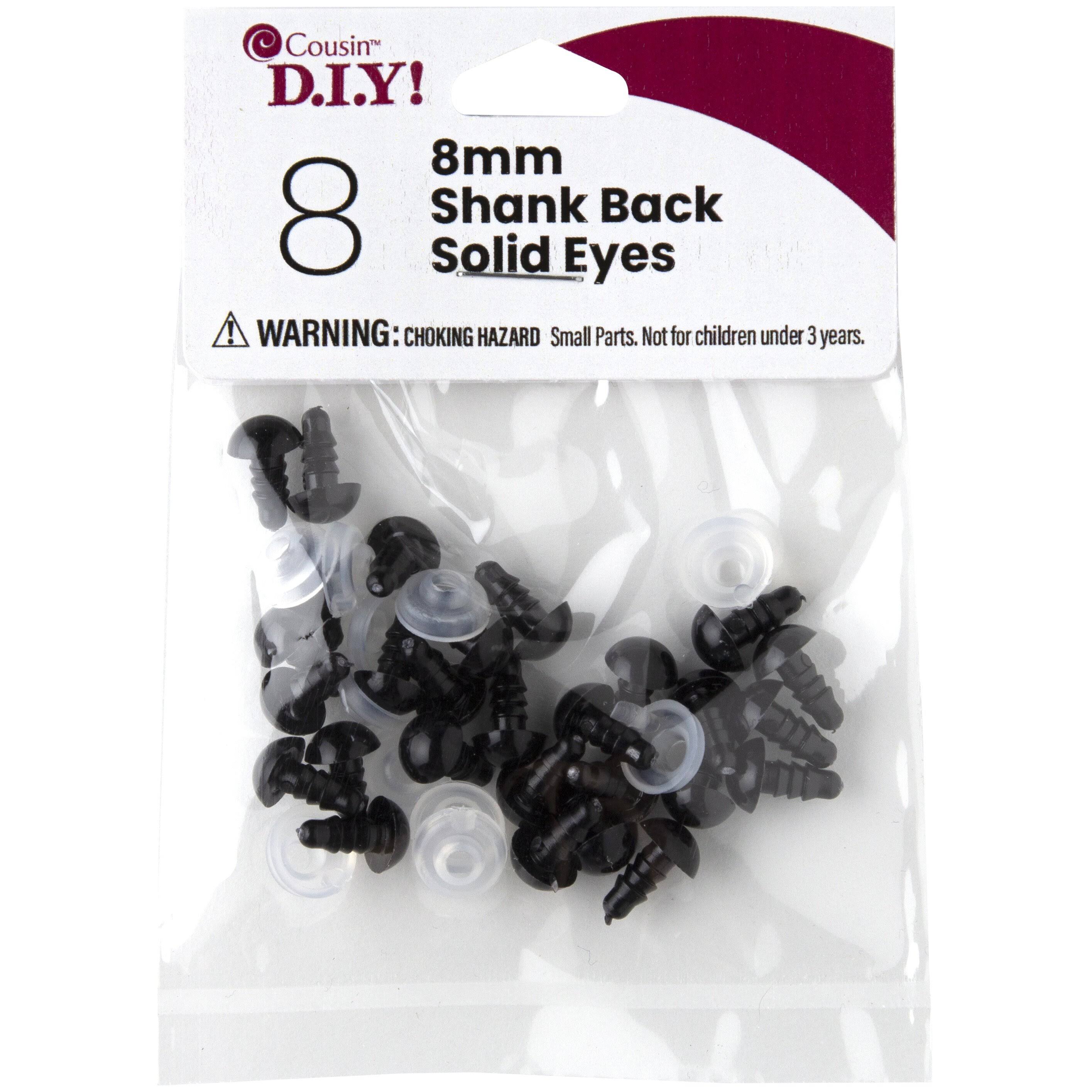 Shank Back Solid Eyes 8mm 8/Pkg Black