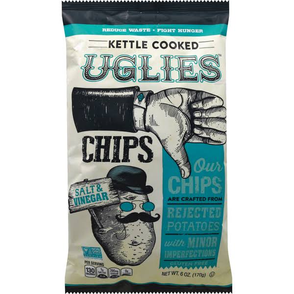 Diffenbach's Ugly Snacks Salt and Vinegar Kettle Cooked Chips - Case of 12 - 6 oz