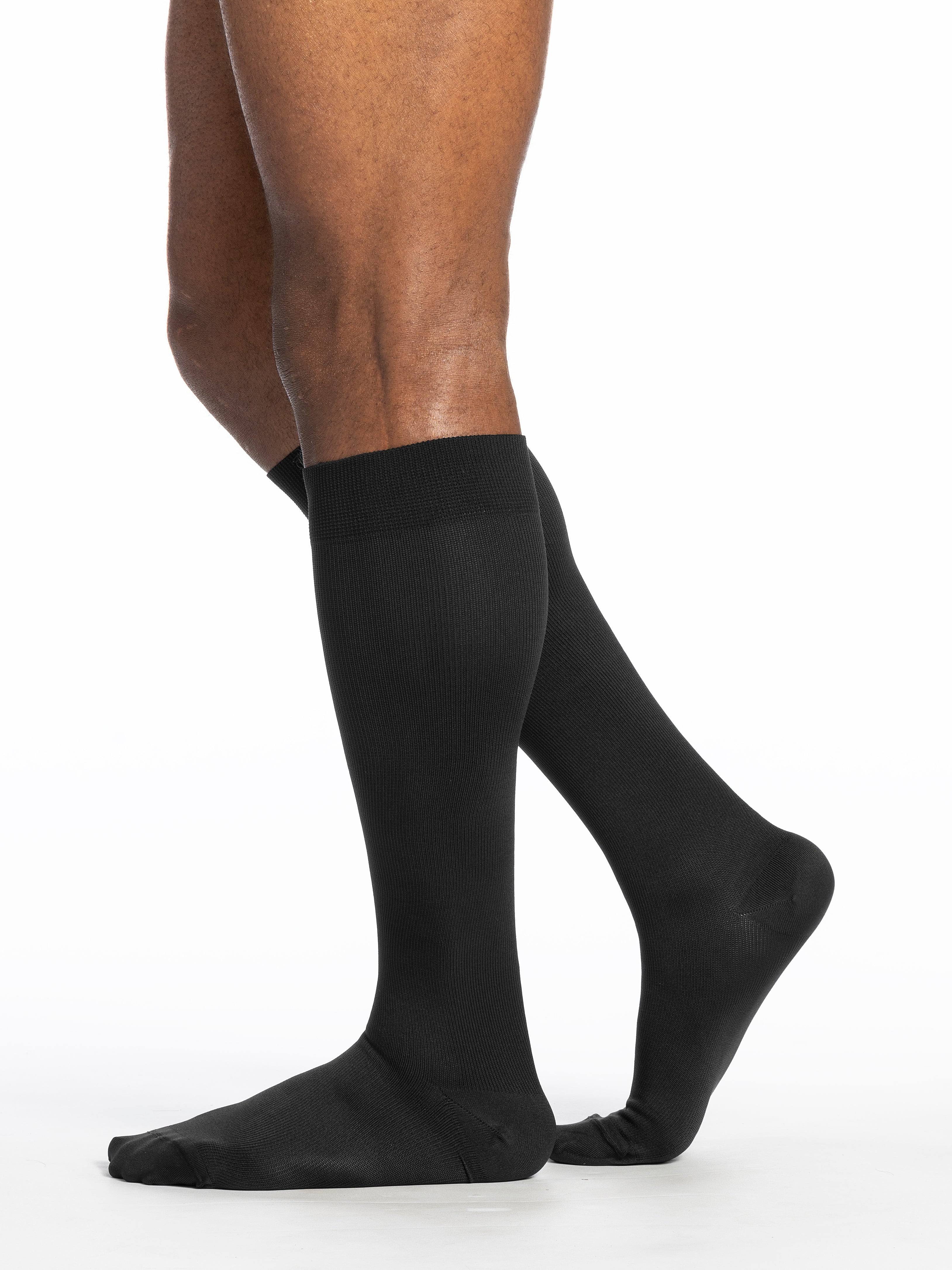 SIGVARIS Midtown Microfiber Knee High Compression Men's Socks - Black, 20-30mmhg, Medium-Large
