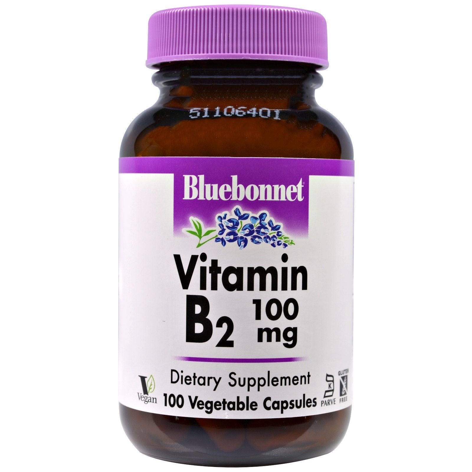 Bluebonnet Nutrition Vitamin B2 - 100 MG - 100 Vegetable Capsules