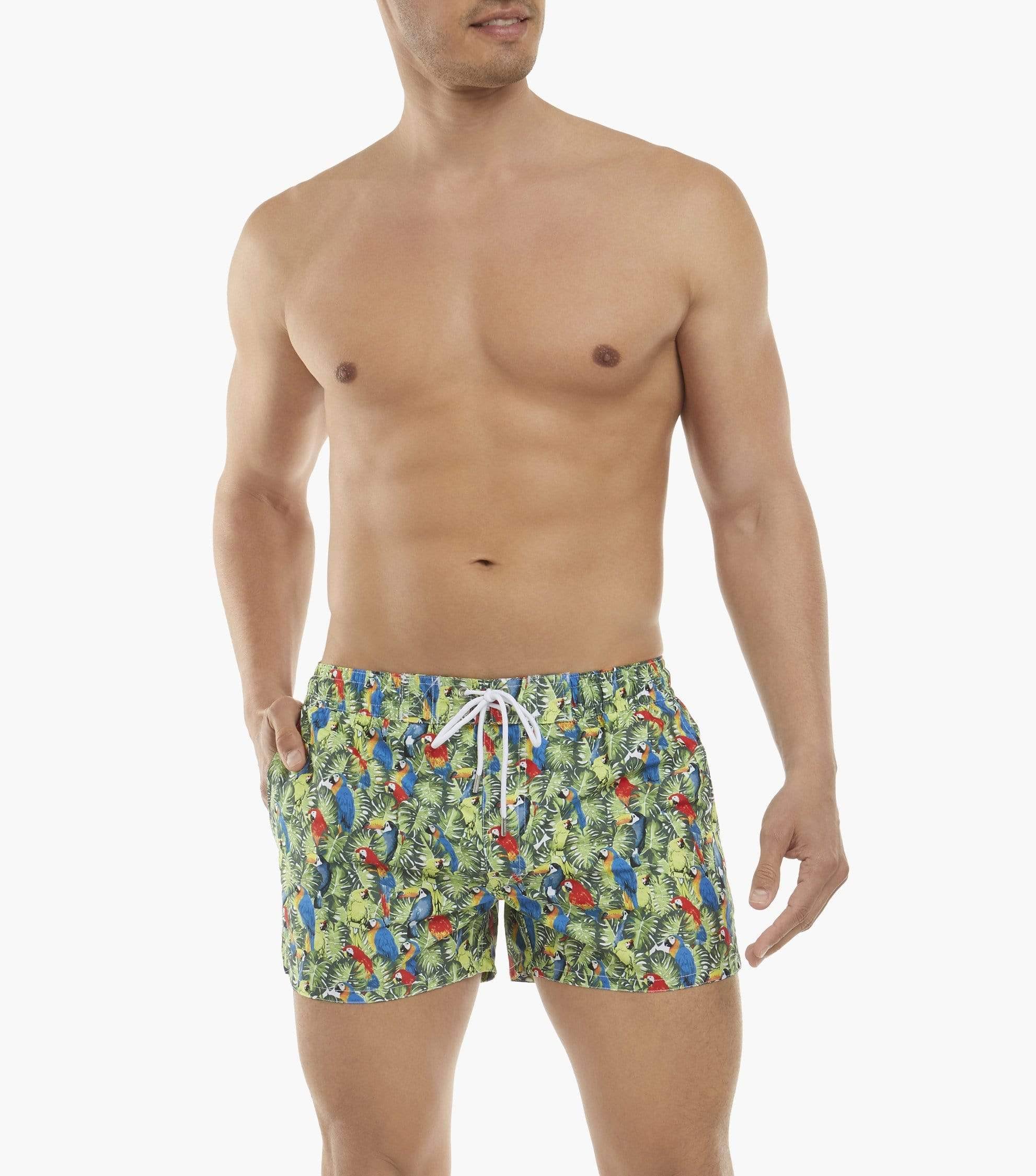 Men's Ibiza Swim Short | Mens Swim Shorts | 2(X)IST, XL / TROPICAL PARROT-MULTI_93202