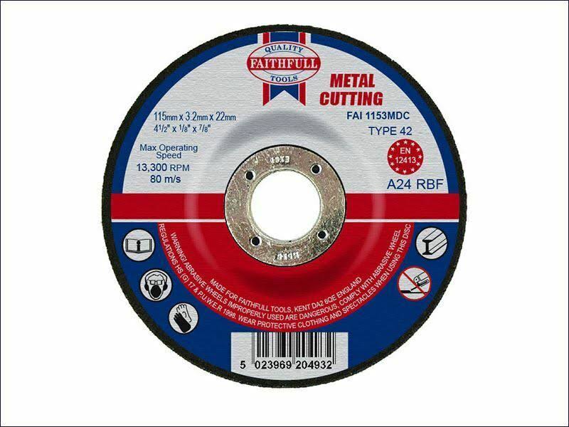 Faithfull Cut Off Disc - Metal, 115mm x 3.2mm x 22mm